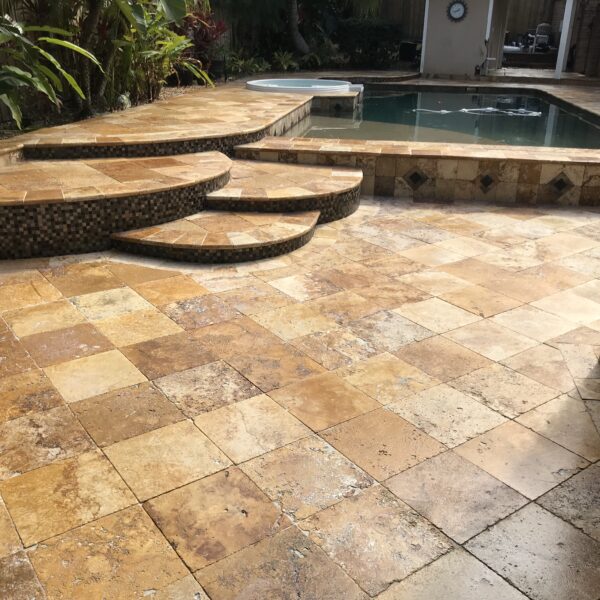 Travertine Paver Cleaning, Repair and Refinishing