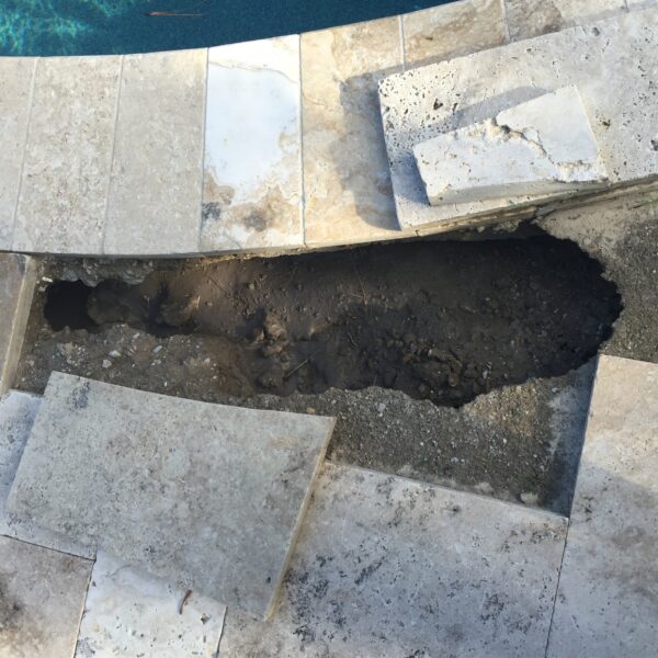 Exterior Travertine Repairs Sunken Pavers