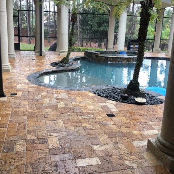 Travertine Paver Cleaning, Repair and Refinishing
